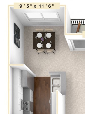 The Vista - 3 BR 2 BA Floor Plan The Vista - 3 BR 2 BA Floor Plan at The Retreat Apartments, Roanoke, Virginia