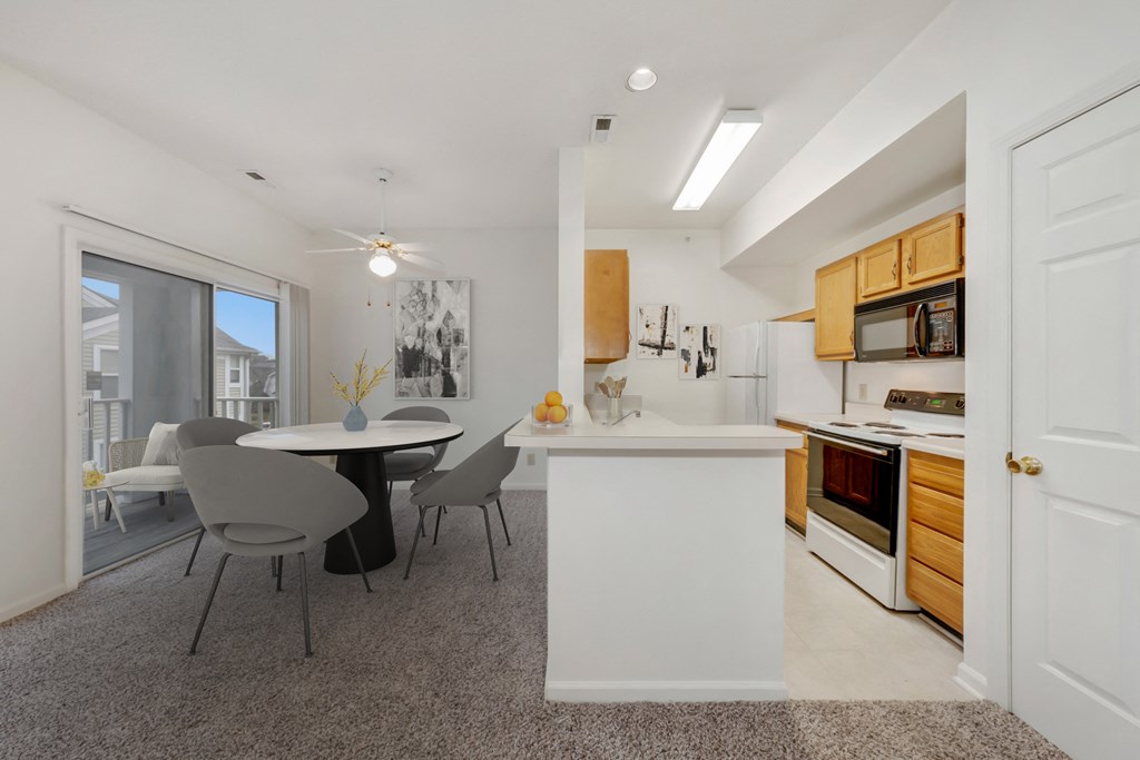 Kitchen and Dining Area at Waterfront Apartments, Virginia Beach