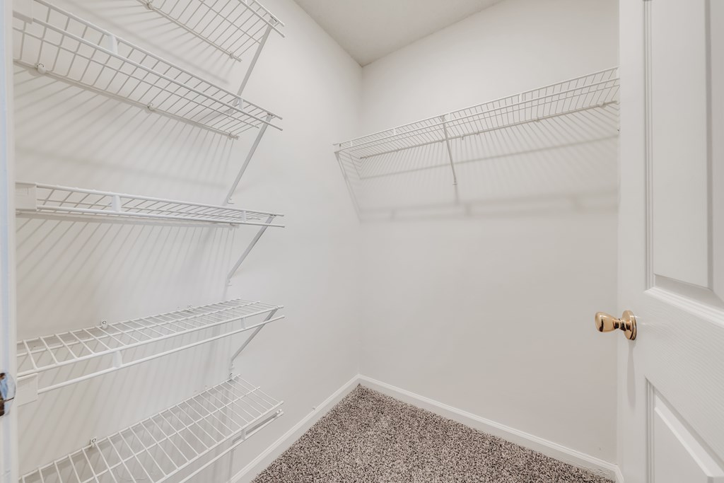 A white pantry with a door and a carpeted floor at WaterFront Apartments, Virginia Beach, 23453