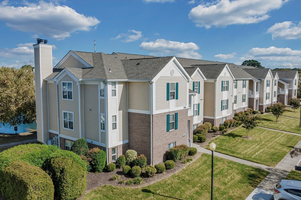 an aerial view of apartments at WaterFront Apartments, Virginia, 23453