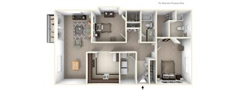 2-Bed/2-Bath, Watsonia Floor Plan