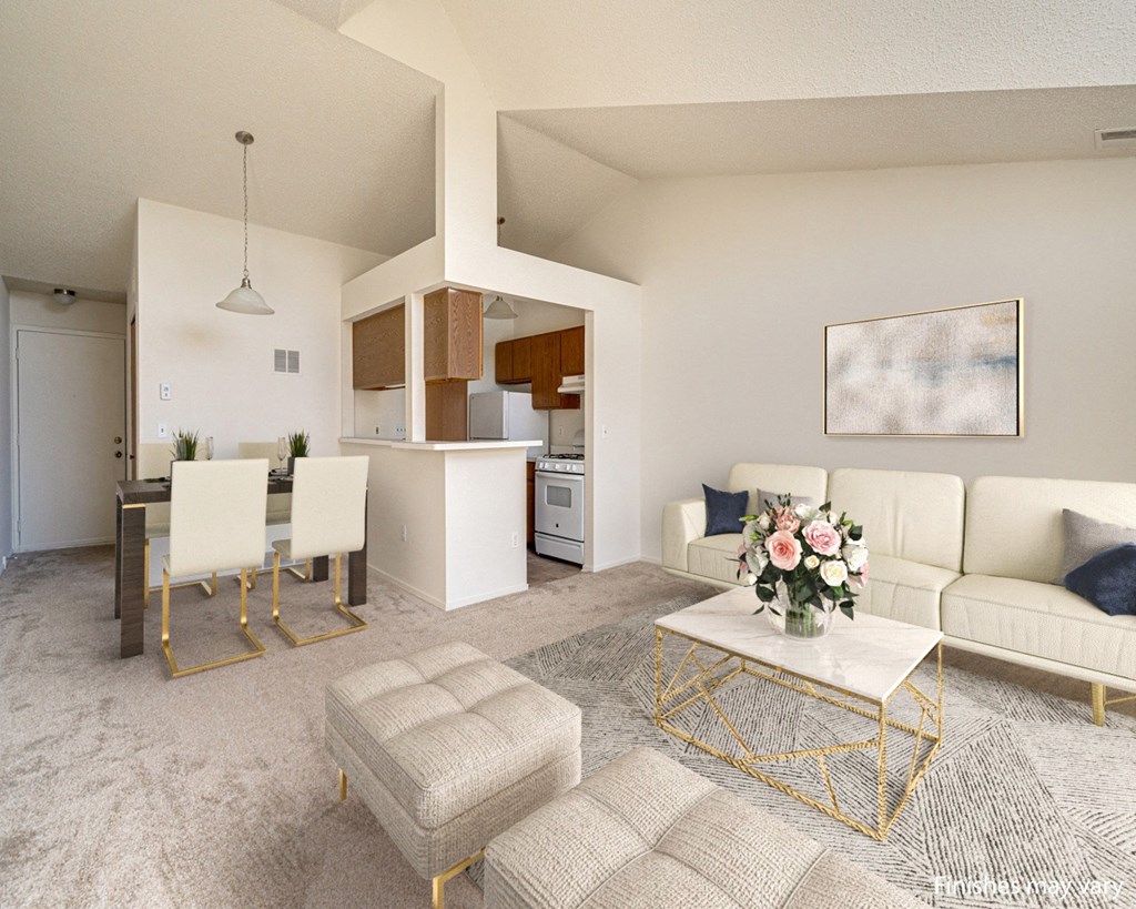 Winterberry Layout Model Living and Dining Areas at The Harbours Apartments, Clinton Twp, Michigan 48038