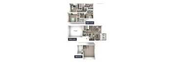 Yarrow Townhome Floor Plan - 3 BR 2.5 BA at Killian Lakes Apartments and Townhomes, Columbia, South Carolina