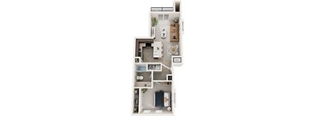 One Bedroom One Bath 3D Floor Plan at Andover Pointe Apartment Homes, La Vista