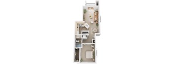 Traditional One Bedroom Floor Plan at Autumn Lakes Apartments and Townhomes, Indiana, 46544