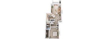 1 Bed 1 Bath Traditional One Bedroom Floor Plan at Black Sand Apartment Homes, Lincoln, Nebraska