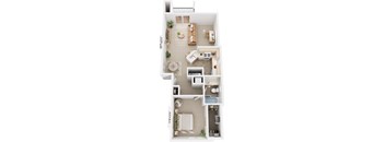 1 Bed 1 Bath One Bedroom End Floor Plan at Black Sand Apartment Homes, Lincoln, NE, 68504