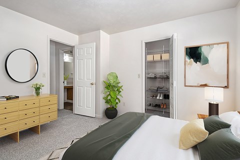 Spacious bedroom with walk-in closet at Brentwood Park Apartments, La Vista, NE 68128