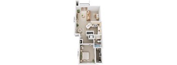 1 Bed 1 Bath One Bedroom End Floor Plan at Brentwood Park Apartments, La Vista, NE