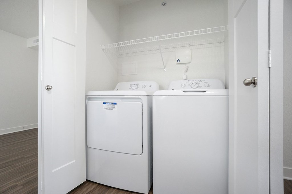 A full-size washer and dryer at Byron Lakes Apartments, Byron Center, Michigan