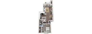 One Bedroom 3D Renovated Floor Plan at Byron Lakes Apartments in Byron Center, MI