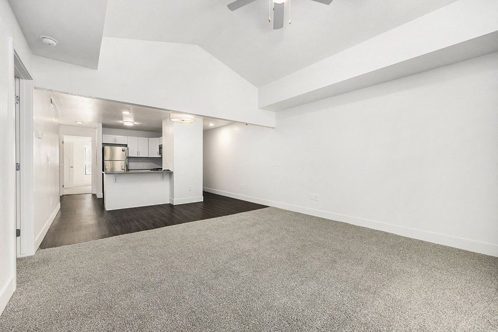 two bedroom living room with cathedral ceiling  at Byron Lakes Apartments, Michigan
