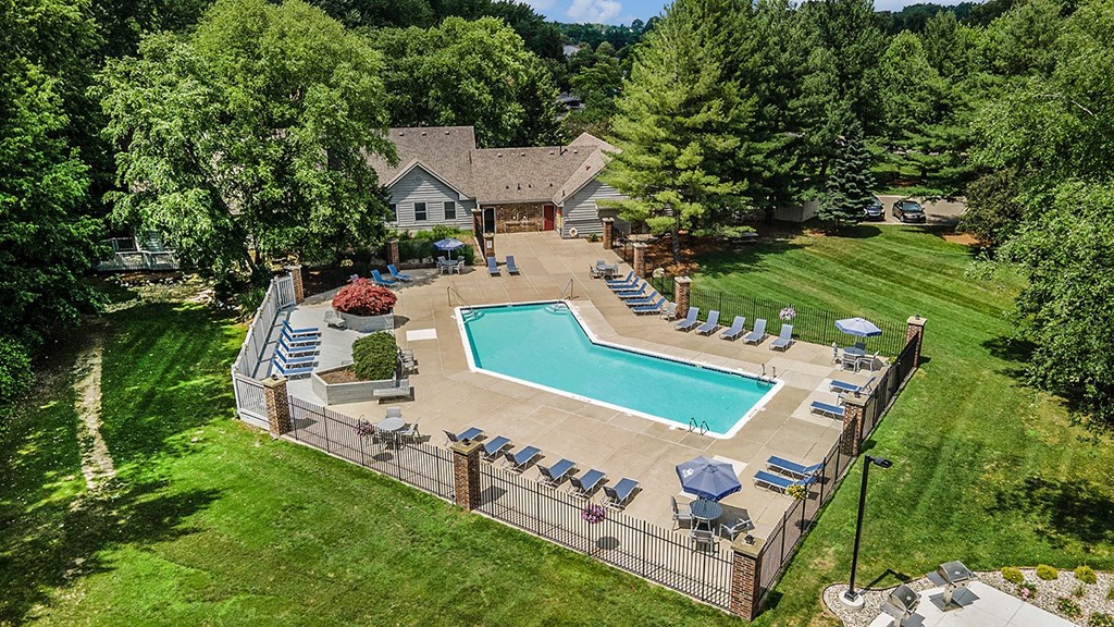 Aerial View Of The Pool at Byron Lakes Apartments, Michigan