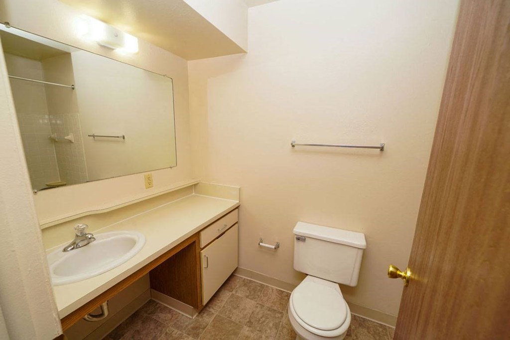 Bathroom with Ample Counter Space at Canal Club Apartments in Lansing, MI