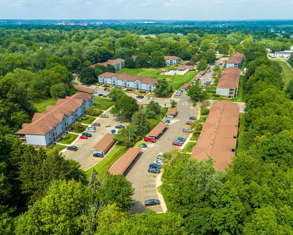 Aerial Community View at Emerald Park Apartments in Kalamazoo, MI