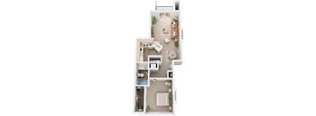 One Bedroom One Bath 3D Floor plan at Fieldstream Apartment Homes, Iowa