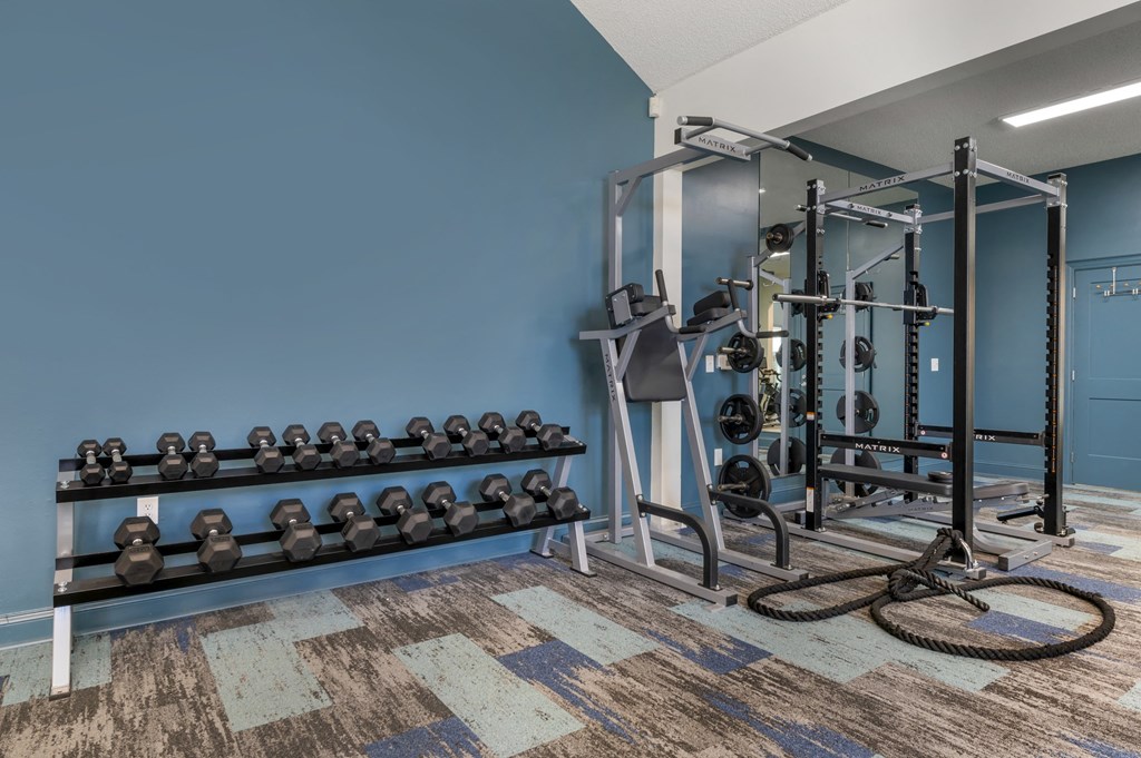 the spacious fitness center  at Latitudes Apartments, Indiana, 46237