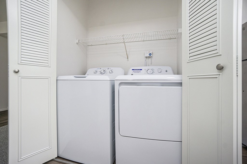 A full-size washer and dryer at Glenn Valley Apartments, Battle Creek, MI, 49015