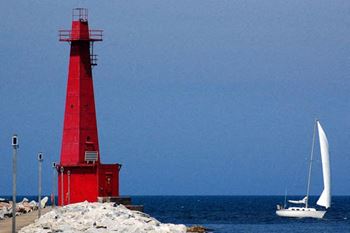 Lighthouse at Nearby Muskegon Beach at Glen Oaks Apartments in Muskegon, MI