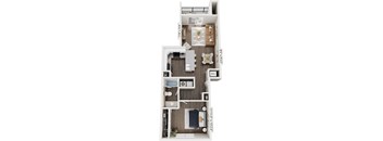 1 Bedroom 1 Bathroom 3D Floor Plan at The Grove Apartment Homes, Lincoln Nebraska