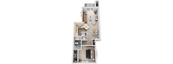 One Bedroom Traditional - GR 3D Floorplan at Gull Prairie/Gull Run Apartments and Townhomes, Kalamazoo, 49048