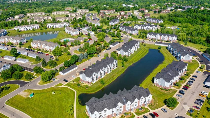 Aerial Community View Aerial Community View at Heatherwood Apartments in Grand Blanc, MI