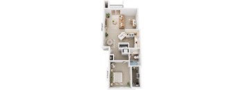One Bedroom End Floor Plan at The Highlands Apartments, Elkhart, Indiana