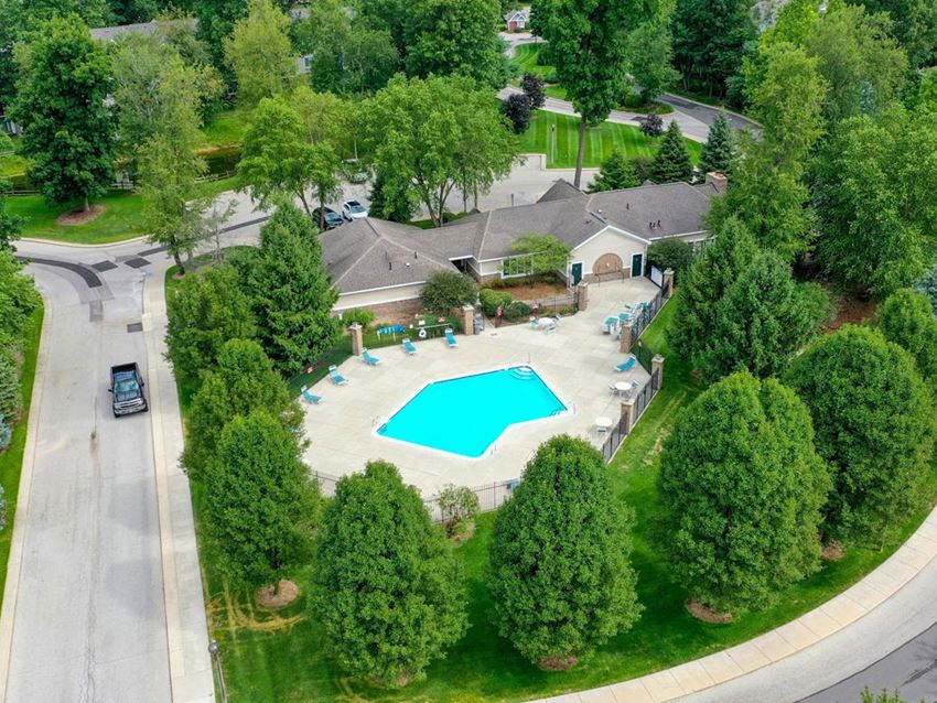 Aerial View Of Pool Aerial View Of Pool at The Highlands Apartments, Elkhart, Indiana - Photo Gallery