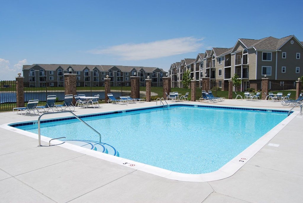 Huge Sundeck Surrounding Pool at Hunters Pond Apartment Homes, Champaign, IL