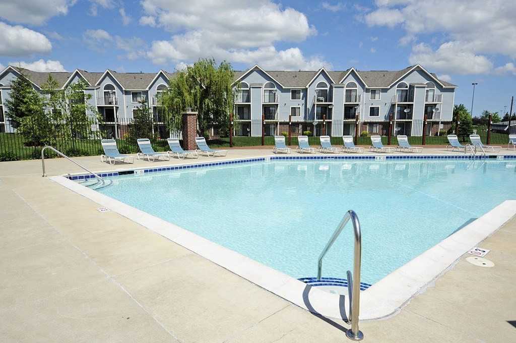 Lounge Chairs on Large Sundeck at Huntington Cove Apartments, Merrillville