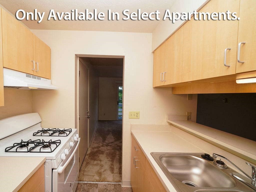 Upgraded Kitchen with Maple Cabinetry at Irish Hills Apartments, South Bend, Indiana
