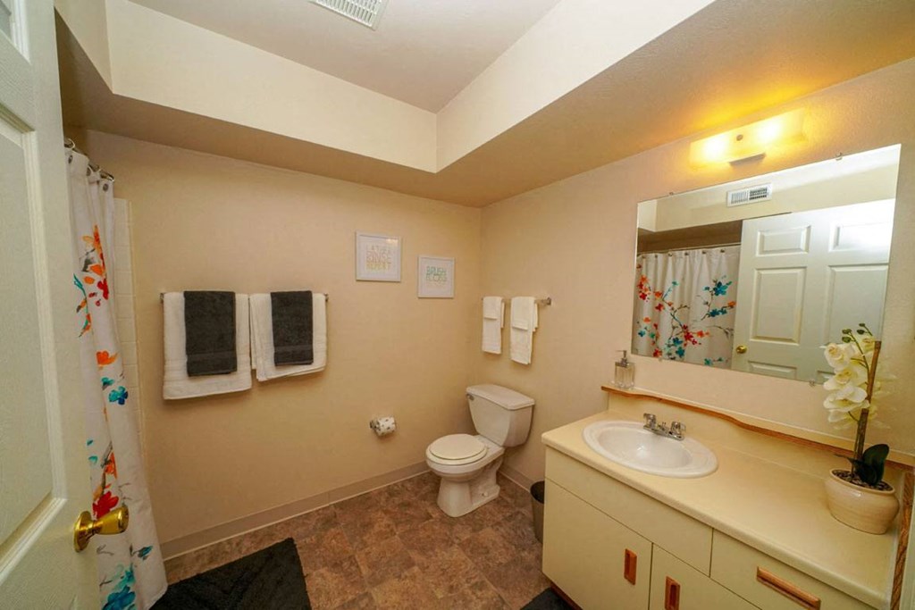 Bathroom with Shower/Bathtub Combination at Liberty Mills Apartments, Fort Wayne
