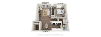 bedroom floor plan at Cordoba Apartments, Farmington Hills, Michigan