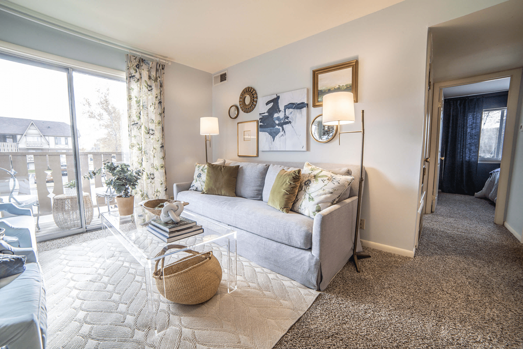Living Room With Plenty Of Natural Light at Bavarian Village Apartments, Indianapolis, Indiana