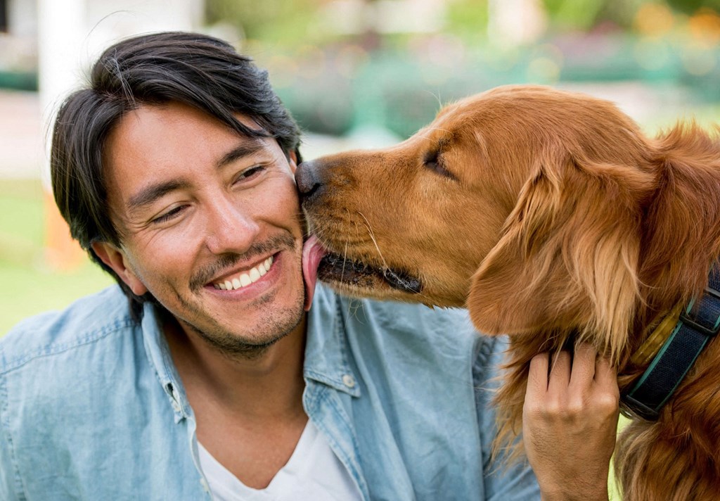 a man and his dog  at Mallard Bay Apartments, Crown Point, IN