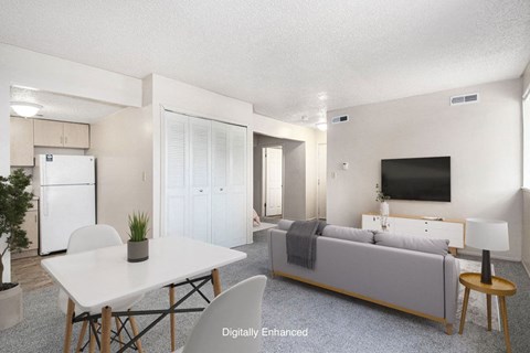 a dining room with a table and chairs at Old Farm Apartments, Elkhart, 46517