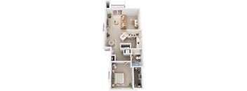 1 Bed 1 Bath One Bedroom End Floor Plan at Orchard Lakes Apartments, Toledo