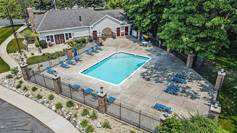 Aerial View of Pool & Surrounding Property at Orchard Lakes Apartments, Ohio