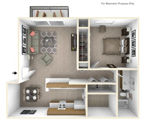 BH Bluebell Floor Plan at Beacon Hill and Great Oaks Apartments, Rockford, 61109