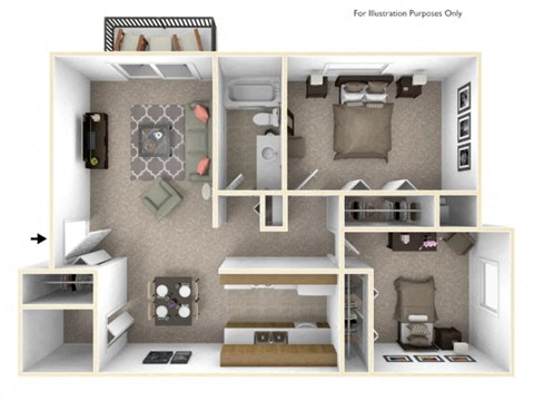 BH Dahlia Floor Plan at Beacon Hill and Great Oaks Apartments, Rockford, 61109