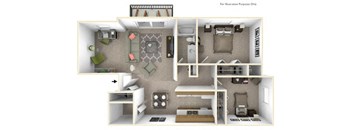 BH Dahlia Deluxe Floor Plan at Beacon Hill and Great Oaks Apartments, Illinois