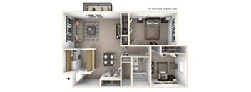 BH Iris View Floor Plan at Beacon Hill and Great Oaks Apartments, Illinois