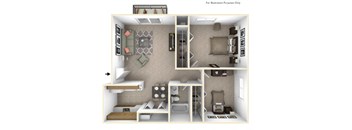 BH Marigold Floor Plan at Beacon Hill and Great Oaks Apartments, Rockford, IL, 61109