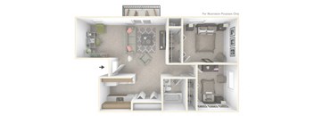 BH Marigold Deluxe Floor Plan at Beacon Hill and Great Oaks Apartments, Rockford, IL