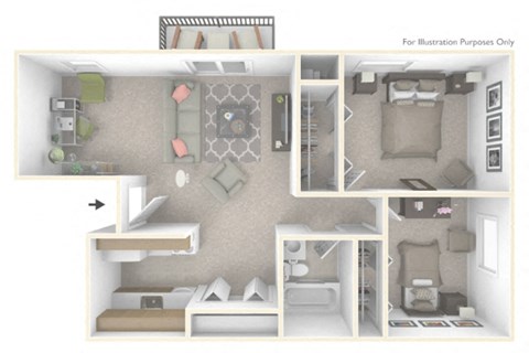 BH Marigold Deluxe Floor Plan at Beacon Hill and Great Oaks Apartments, Rockford, IL