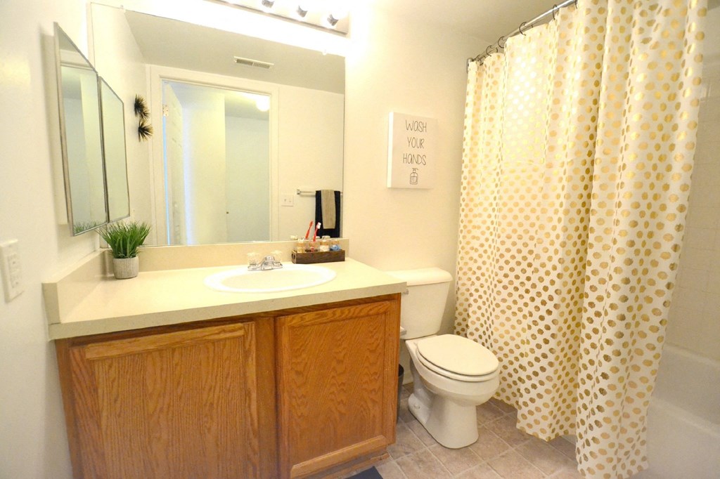this is a photo of the bathroom in a 1 bedroom apartment at deer hill apartments in c at Northport Apartments, Michigan