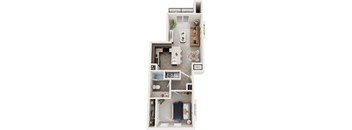 One Bedroom One Bath 3D Floor Plan at The Reserve at The Reserve at Destination Pointe in Grimes, IA 50111