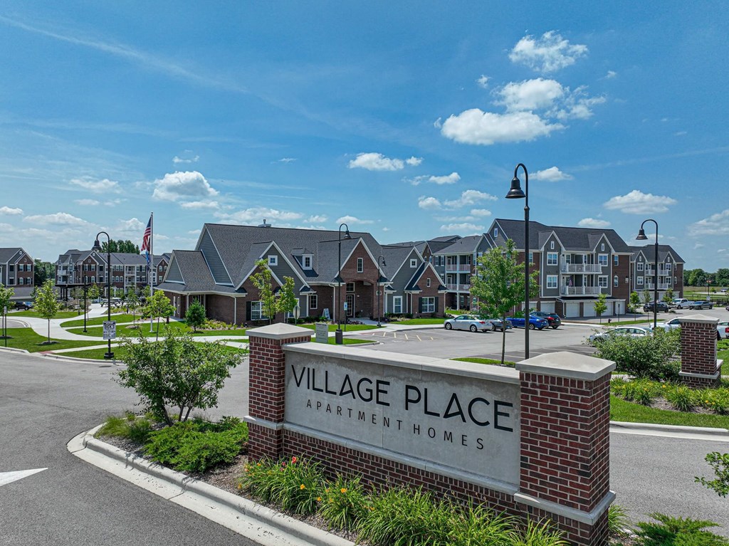 a view of village place apartments from the street  at Village Place Apartments, Romeoville, 60446