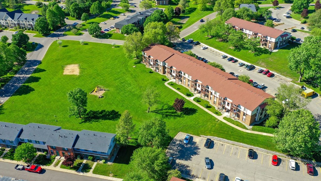 Courtyard Aerial View at Seville Apartments, Michigan