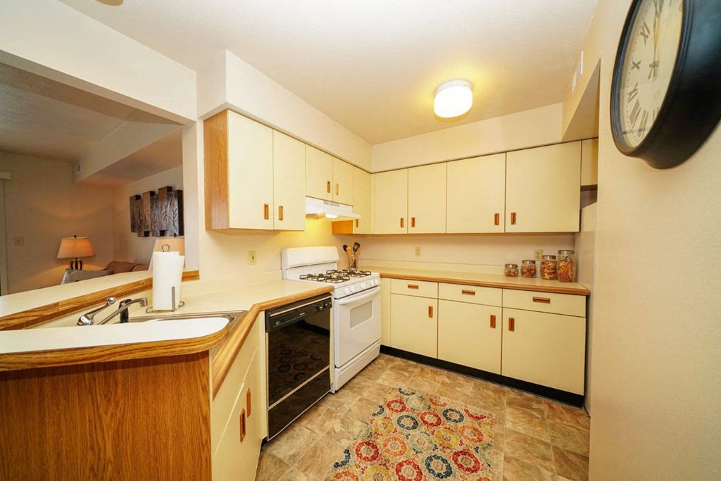 European Style Kitchen at South Bridge Apartments, Indiana, 46816